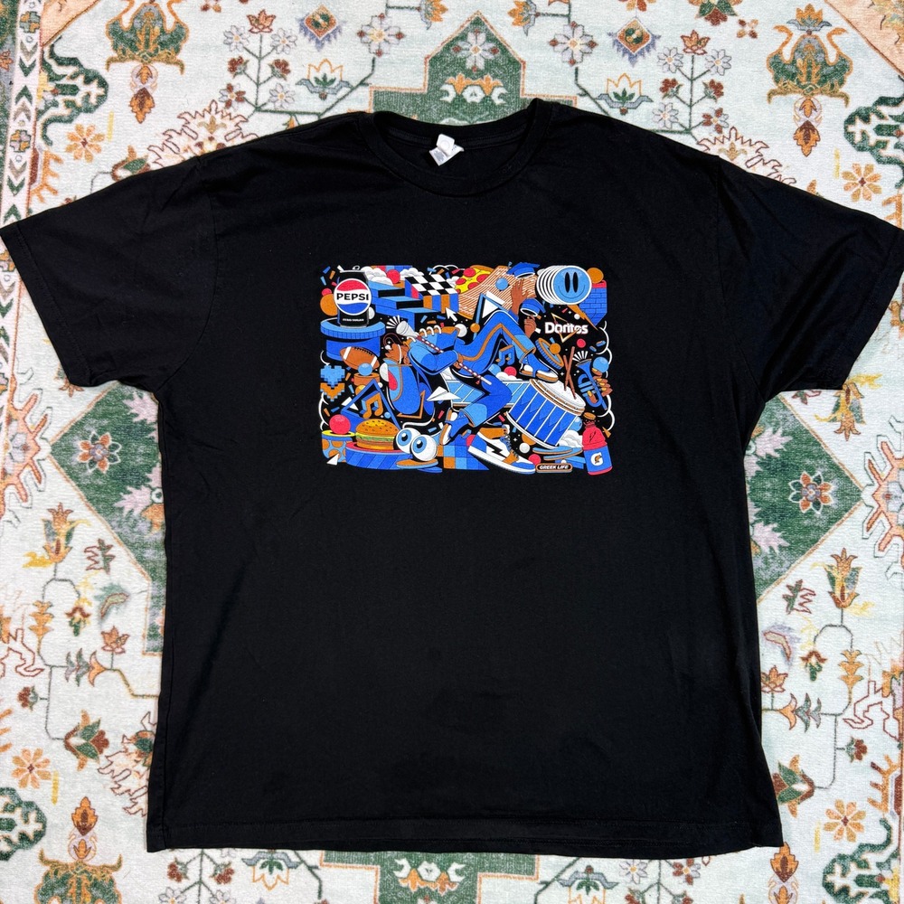 Pepsi Doritos Super Bowl LVII Circle‎ Clothing Black T-Shirt 2XL